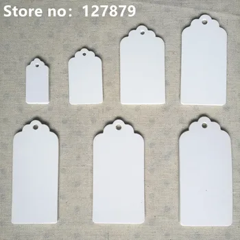 

100pcs White Paperboard 7 sizes Packaging Hang Tags Wedding/Birthday Party Candy Boxes Price Tags for Flower/Cosmetics Labels