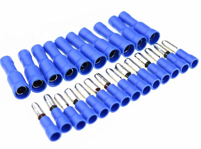 100pcs Blue Assorted Female + Male Bullet Butt Connector Insulated