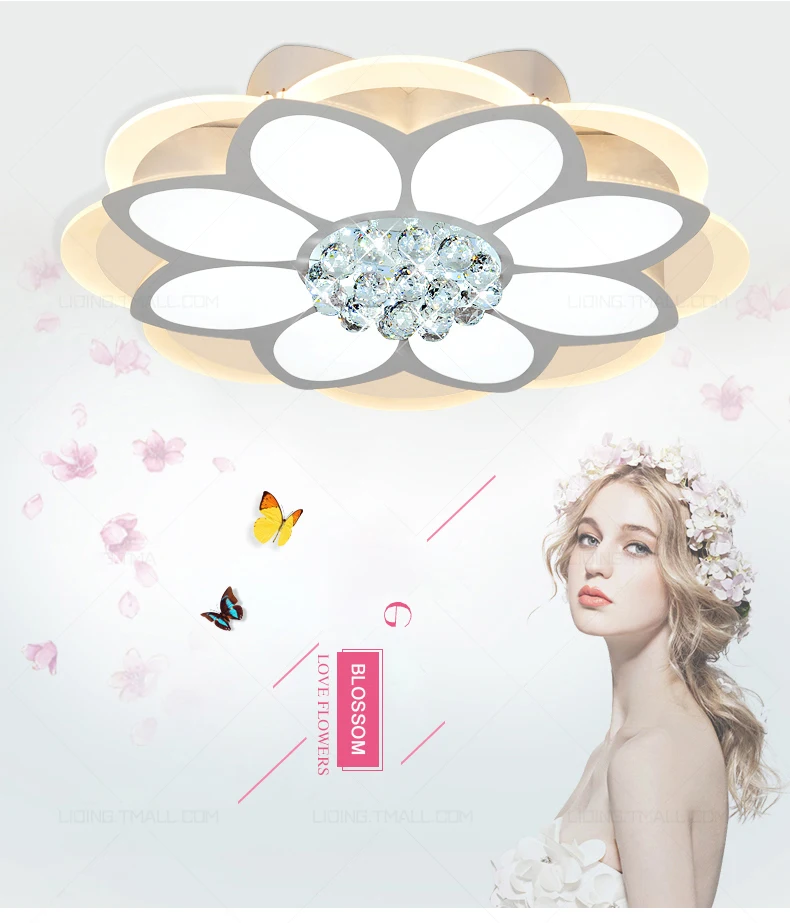 

LED Flower Blossom K9 Crystal PMMA Iron Ceiling Lights For Living Room Deckenleuchten Lampara De Techo Bedroom Lighting Fixtures