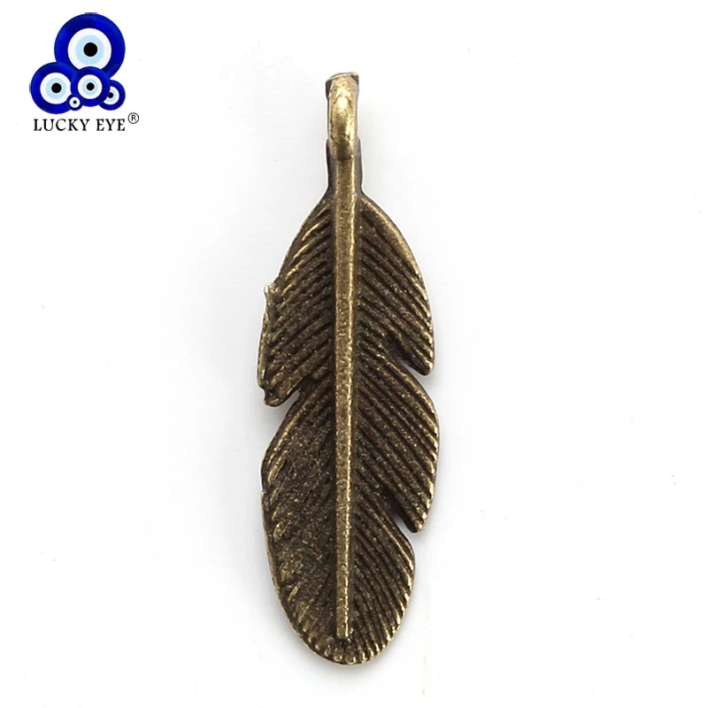 

Lucky Eye 20pcs/lot Feather Charms Vintage Antique Bronze Feather Charms For Bracelet Necklace Jewelry Findings Making EY4868