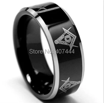 

Free Shipping YGK JEWELRY Hot Sales 8mm Women&Men's Beveled Masonic His/Her Black Tungsten Ring Wedding Band