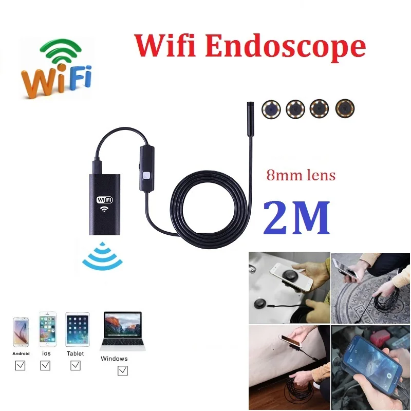 

2M Wifi Endoscope Camera Iphone Android Borescope Waterproof Camera Endoscopic soft wire iOS Wifi Camera