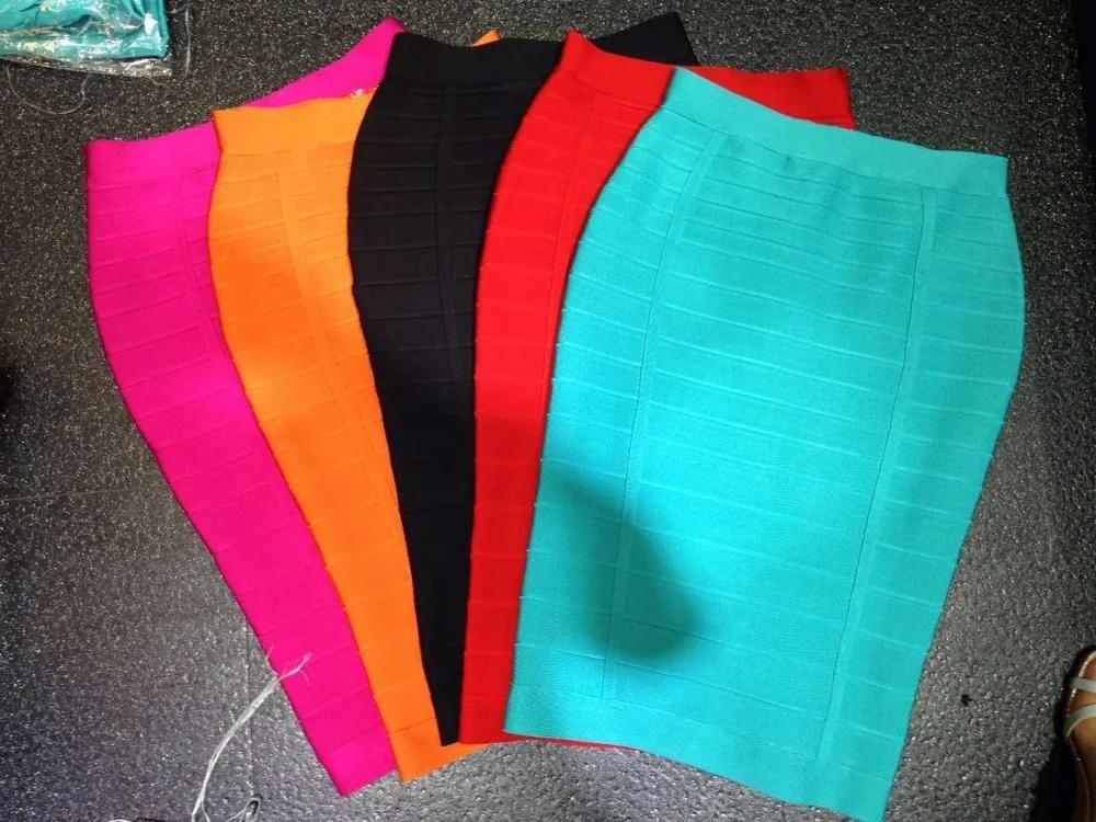 

High Quality Elastic Black Blue Pink Red Solid Women Slim Ladies Sexy Bodycon Party Bandage Skirts