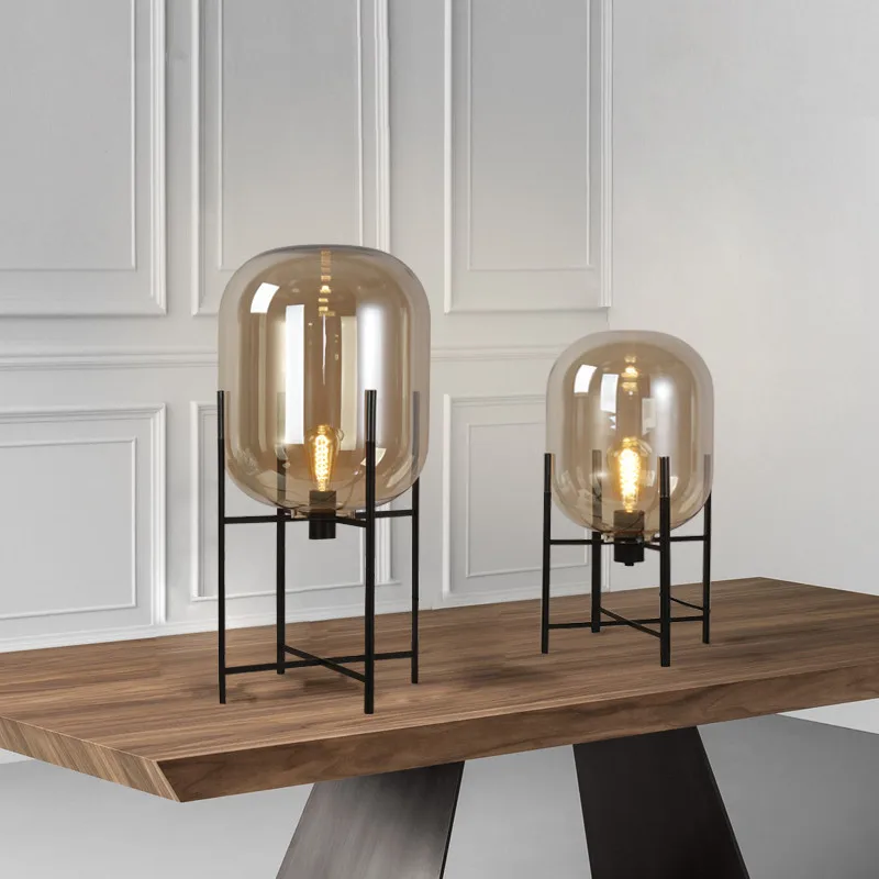 Modern Nordic four Tripod Glass Table Lamps LED Desk Lamps Bedside lamp