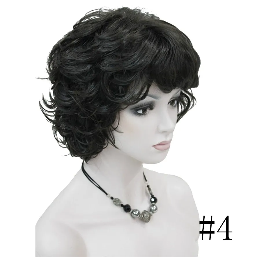 StrongBeauty женские парики черный/коричневый натуральные короткие вьющиеся волосы синтетический полный парик 18 цветов - Цвет: #4