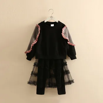 

Halloween Outfits Girl 2020 Spring 3 4 Years 110 120cm Kids Baby Girls Lace Patchwork Sweatshirt+Skirt Leggings 2 Pcs Autumn Set