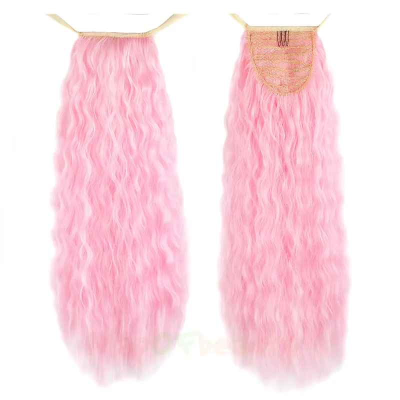 MapofBeauty, 24 дюйма, длинные вьющиеся, на завязках, на клипсах, конский хвост для женщин, розовые синтетические волосы для наращивания, поддельные, термостойкие, конский хвост