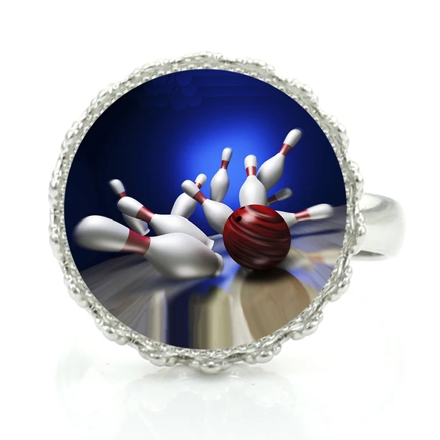 Buy TAFREE brand high quality bowling strike sports rings glass cabochon dome