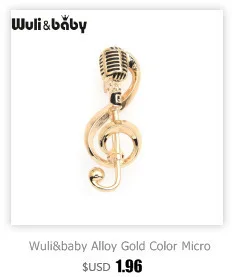 Wuli& baby сплав золотой цвет микрофон музыкальные ноты Броши для женщин и мужчин подарки на год