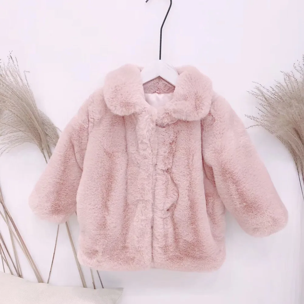 Детское меховое пальто с вышитым единорогом; зимние пальто для девочек