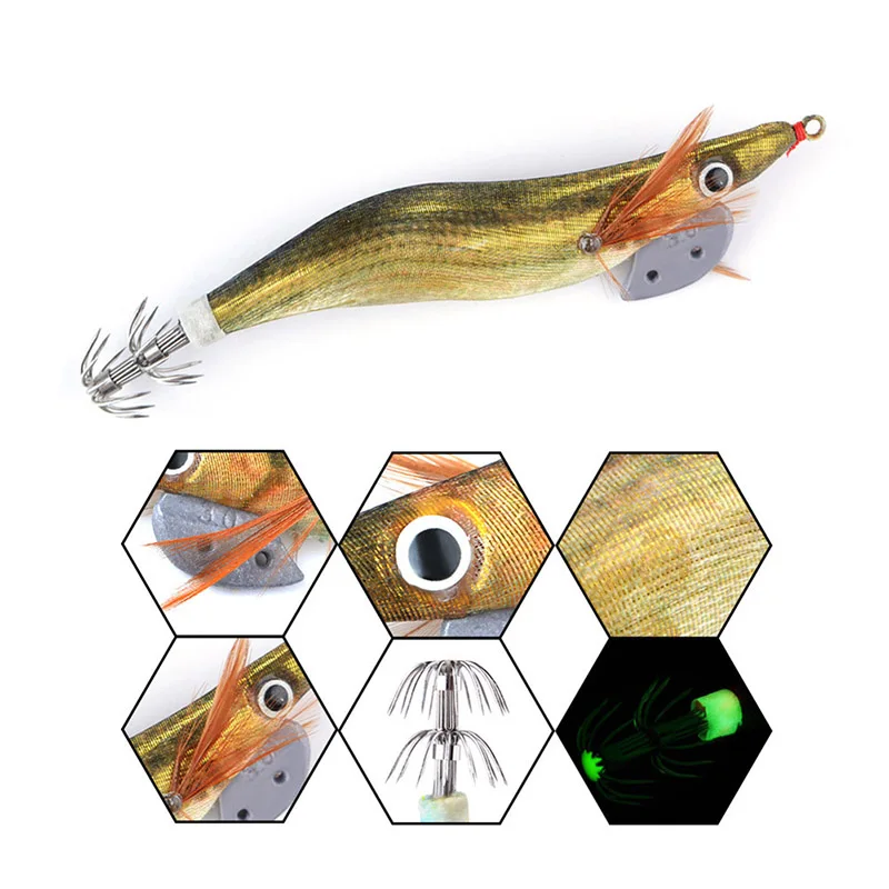 

1PC 3g / 12cm 8 Color Fishing Lure Artificial Squid Hook Jigs Octopus Squid Shrimp Bait Pesca Tackle