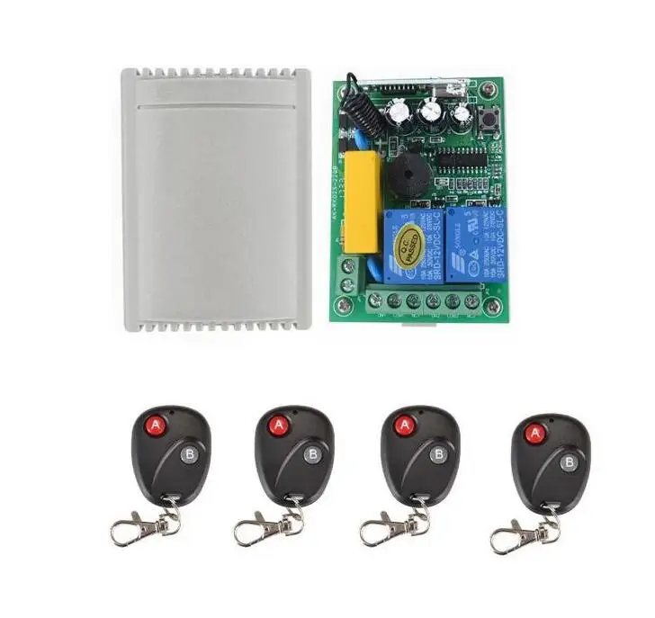

Home AC 220 V 2 channel Wireless Switch Receiver+1~4 transmitter Remote Control Doors Gate Electric Doors shutters/ window /lamp