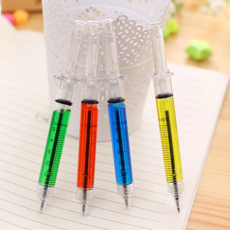 assorted 2 Cute Syringe Ballpoint Pens,Novelty Pen,Black Ink,Kawaii Stationery