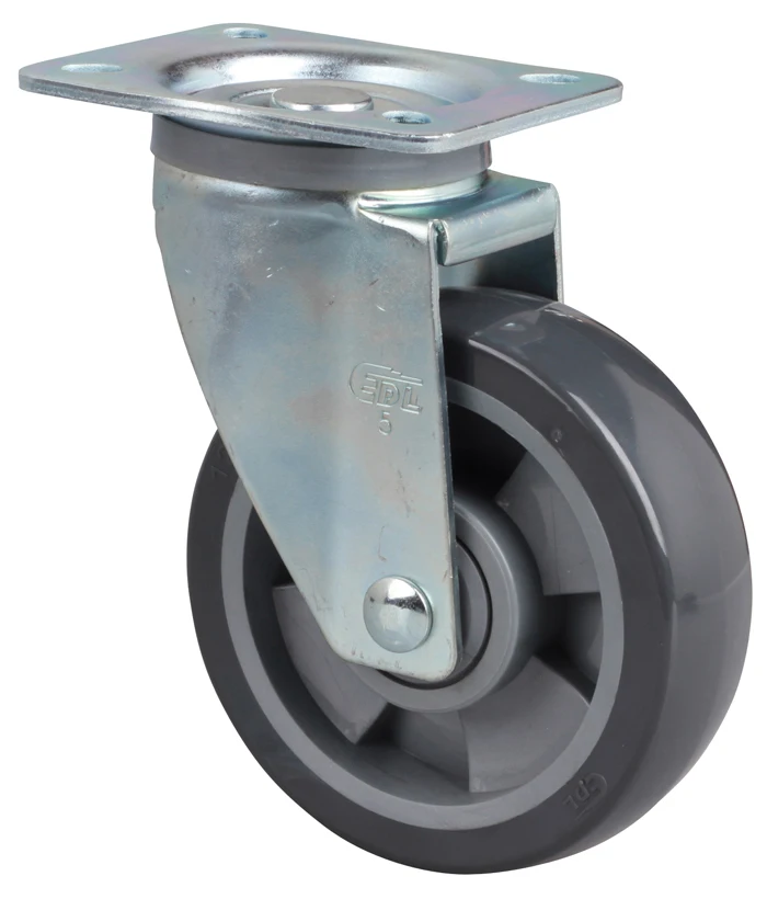 EDL 헤비 듀티 5 인치 캐스터 휠, 200Kg, 폴리우레탄 PU 휠, 캐스터 플레이트 베어링, 산업용 회전 롤러, 1 개