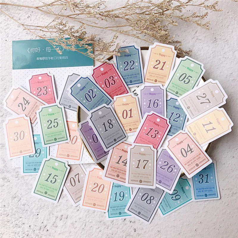 

31pcs/pack Retro figures Date Every Day Decoration Stickers DIY Planner Diary Scarpbooking Lable Sticker