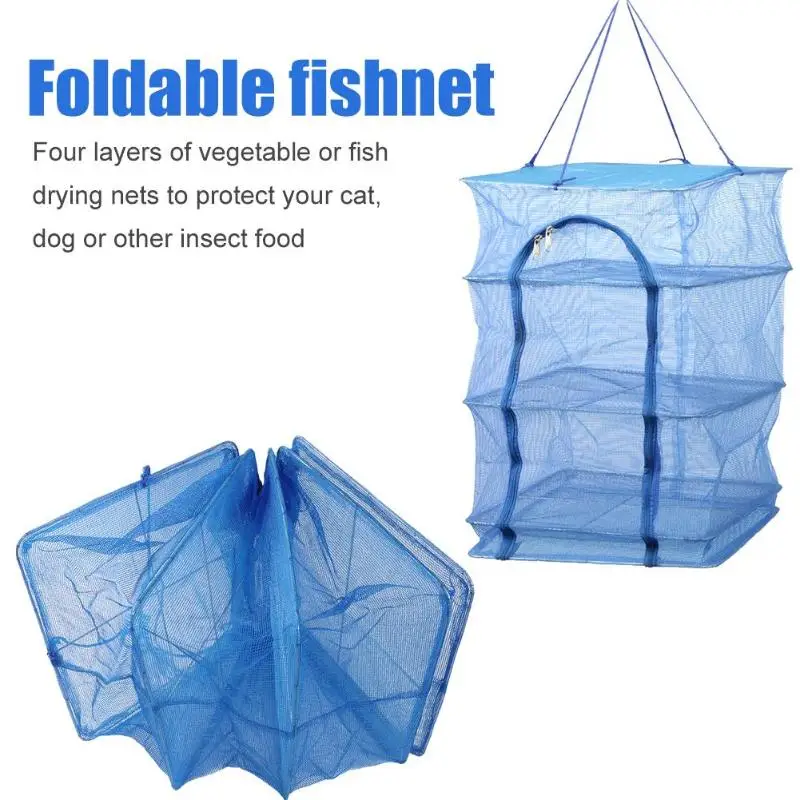 

Foldable Fish Hanging Net 4 Layers Durable Folding Vegetable Dishes Dryer Drying Rack