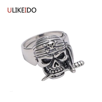 

Pure 925 Sterling Silver Jewelry Hokage Four Generations Banshee Skull Ring Fashion Pirate Skeleton Punk Mens Signet Rings 296