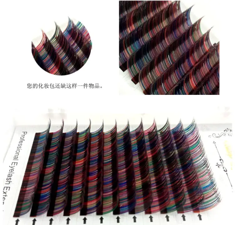 HBZGTLAD C/D curl 0.07mm 8-13mm false lashes mix Rainbow color eyelash individual colored lashes Faux eyelash extensions