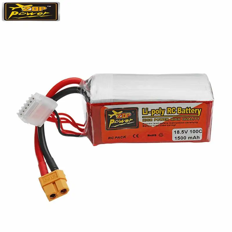 

High Quality ZOP POWER 18.5V 1500mAH 100C 5S Rechargeable Lipo Battery With XT60 Plug For FPV Racing Drone RC Multicopter Parts