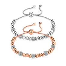 

Rose Gold Tennis Bracelets For Women Cubic Zirconia Beads Link Bracelets & Bangles Female Wedding Jewelry Adjustable GS910
