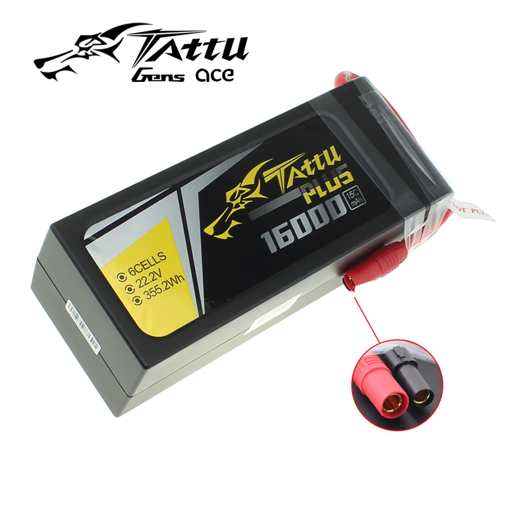 Литий полимерный аккумулятор TATTU 6S 22 2 V 16000mAh Plus 15C 6S1P с разъемом AS150 XT150 для