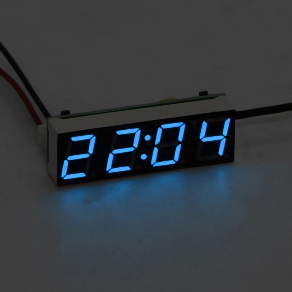 Многофункциональный светодиодный дисплей автомобиля электрические цифровые часы термометр Вольтметр 4 режима цифровые часы цифровой таймер зеленый синий красный - Цвет: Blue
