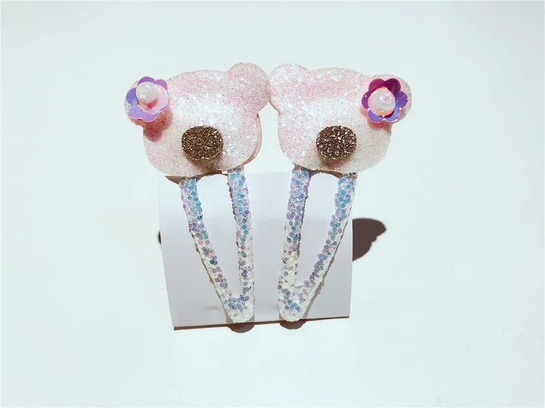 Boutique ins 12Sets Fashion Cute Glitter Deer Rabbit Snap Clips Floral Pig Fox Hairpins Princess Headwear Hair Accessories - Цвет: Белый