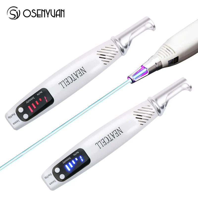 

Hot Laser Pen Light Therapy Tattoo Scar Mole Freckle Removal Dark Spot Remover Machine Skin Care Beauty Device Red and blue