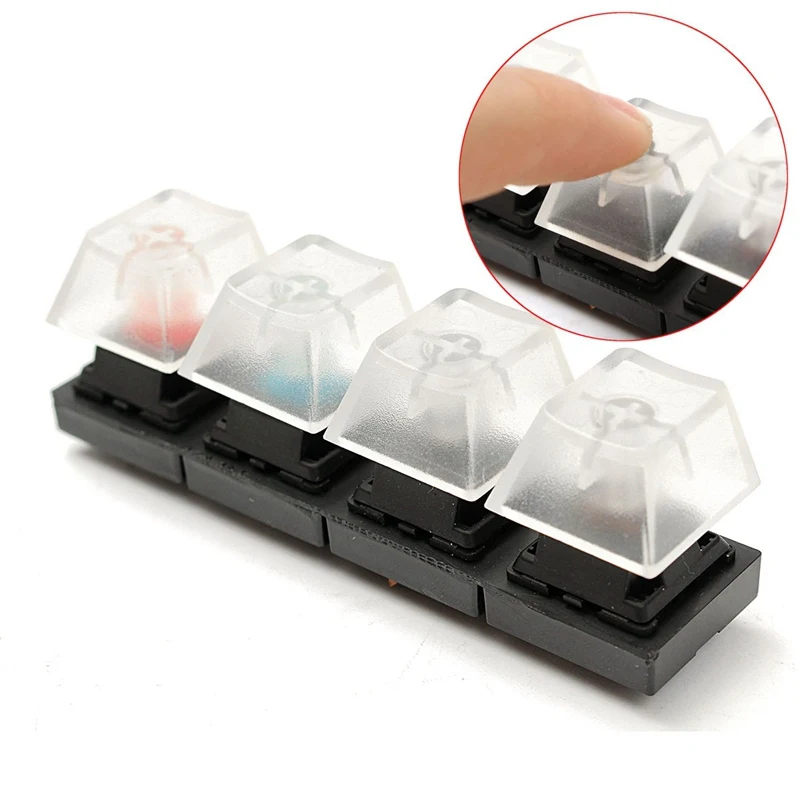 

4 Keycaps Mechanical Keyboards Switch Translucent Clear Key Caps Black/Blue/Red/Brown Sampler Tester Kit for Cherry MX