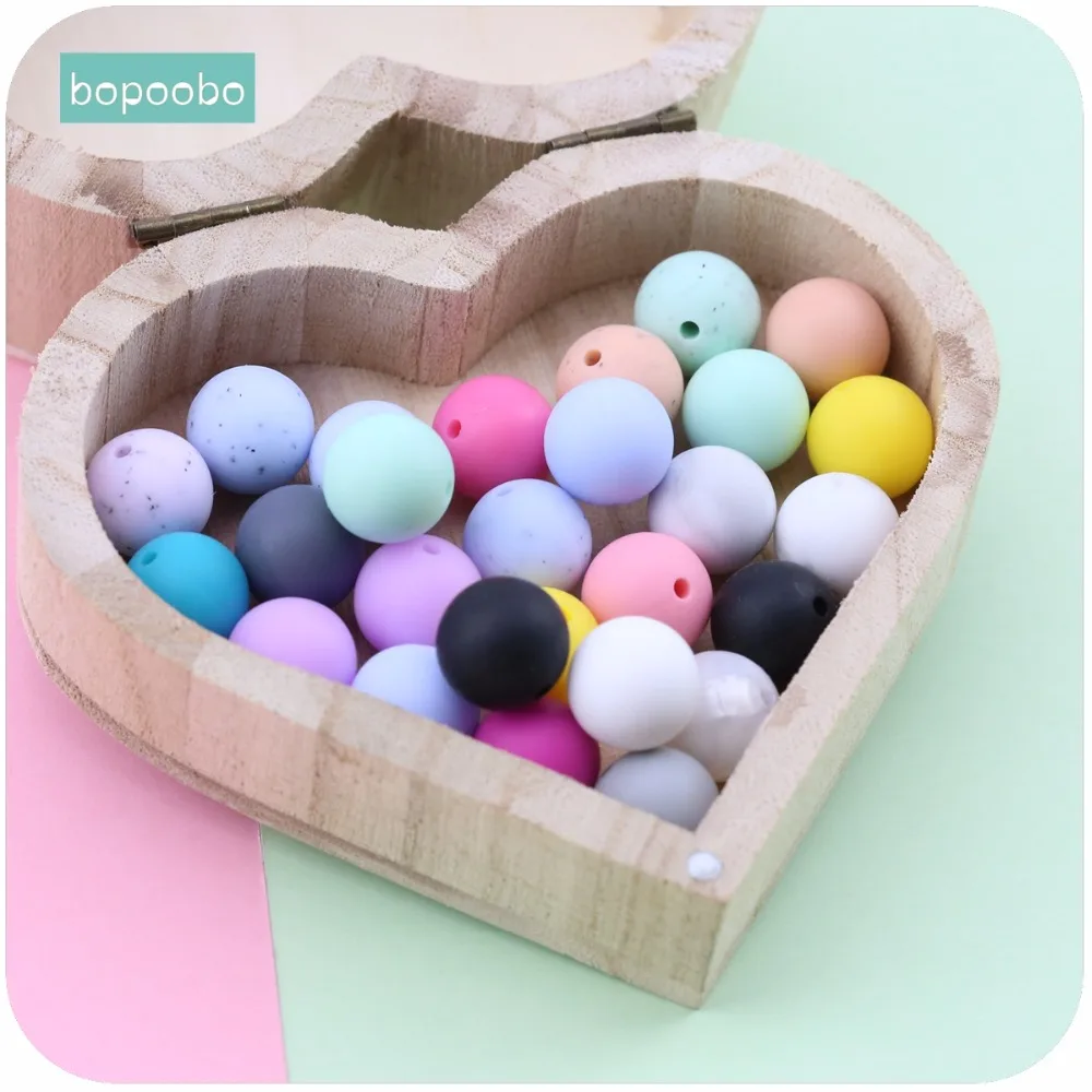 Bopoobo رعاية الطفل اكسسوارات سيليكون الخرز 12 ملليمتر 10 قطعة الغذاء الصف عضاضة DIY مجوهرات سرير لعبة التمريض سوار الطفل عضاضة للأسنان