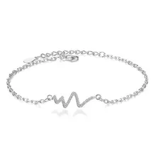 Anenjery 925 пробы серебряный браслет крест молния простой ЭКГ сердце браслеты и Bangls для женщин Spulseras S-B98