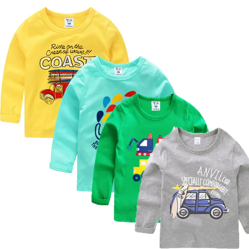 V-TREE Boys Shirts Spring Autumn T-shirt For Girl Cartoon Girls Tops Cotton Children Tee Baby Clothing