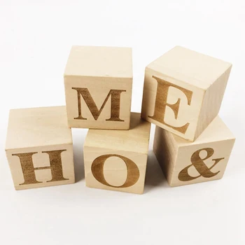 

5pcs DIY Wood Cubes Square Solid Wood Blocks 1.57" Customizable Toddler toys Teething Wooden teethers toys