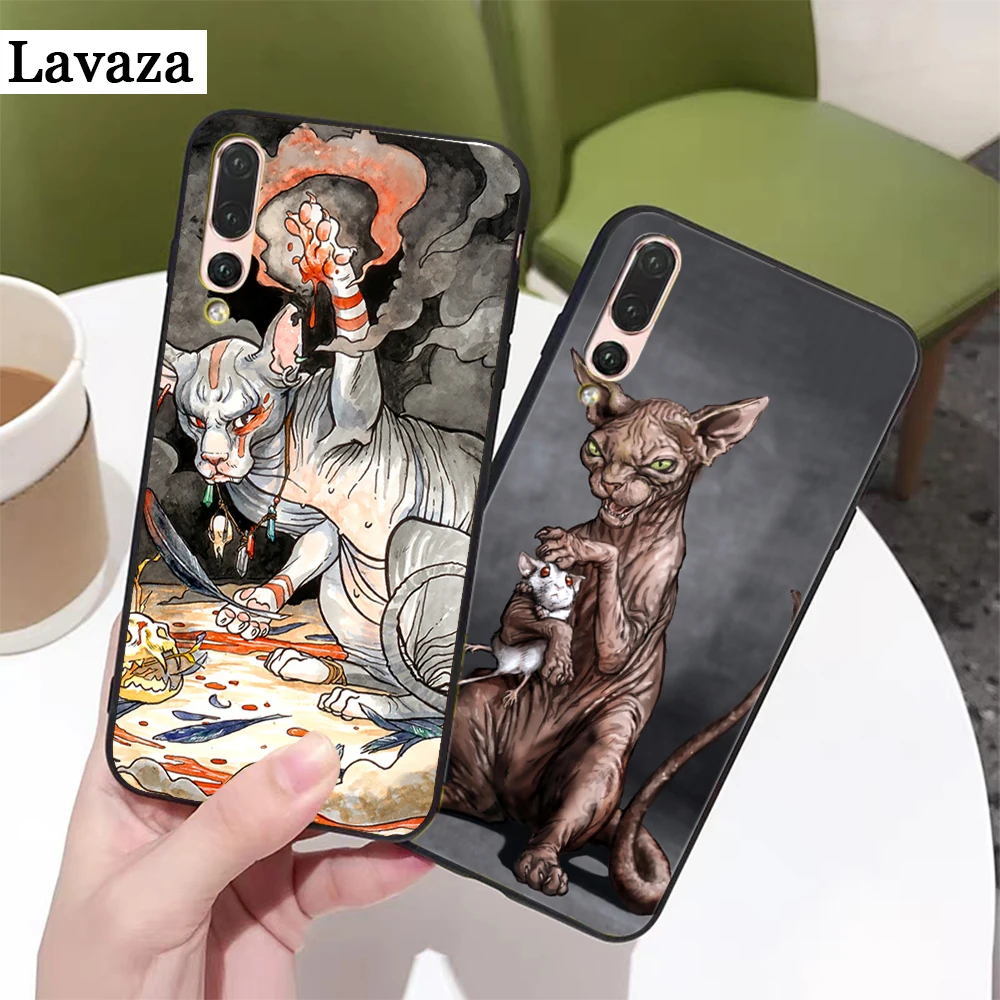 Силиконовый чехол Tattoo Sphinx Cat для Huawei P8 Lite 2015 2017 P9 2016 Mimi P10 P20 Pro P Smart Z P30 2019|Бамперы| |