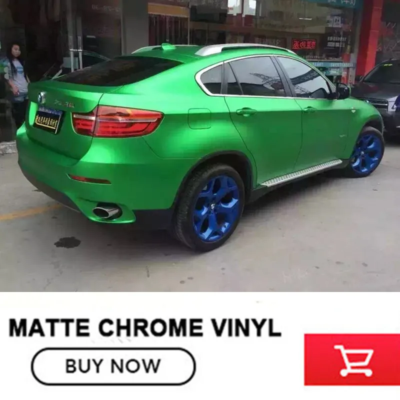 

green vehicle vinyl Matte chrome vinyl wrap car vinyl air release make small profits But quick turnove 1.52*20m roll