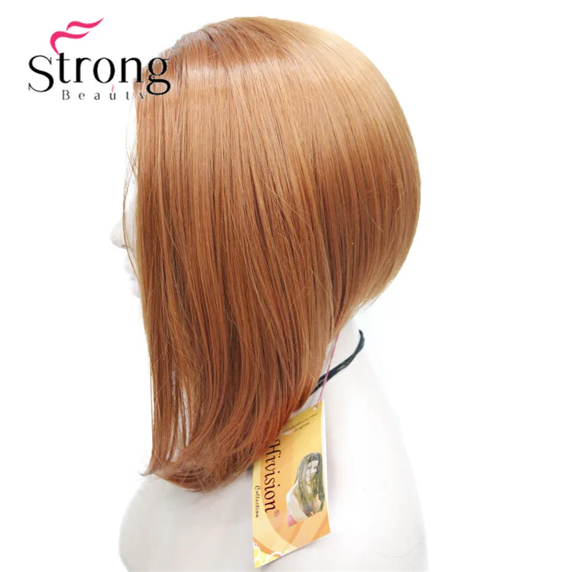 130A Asymmetrical no bangs orange brown side skin top wig (3)