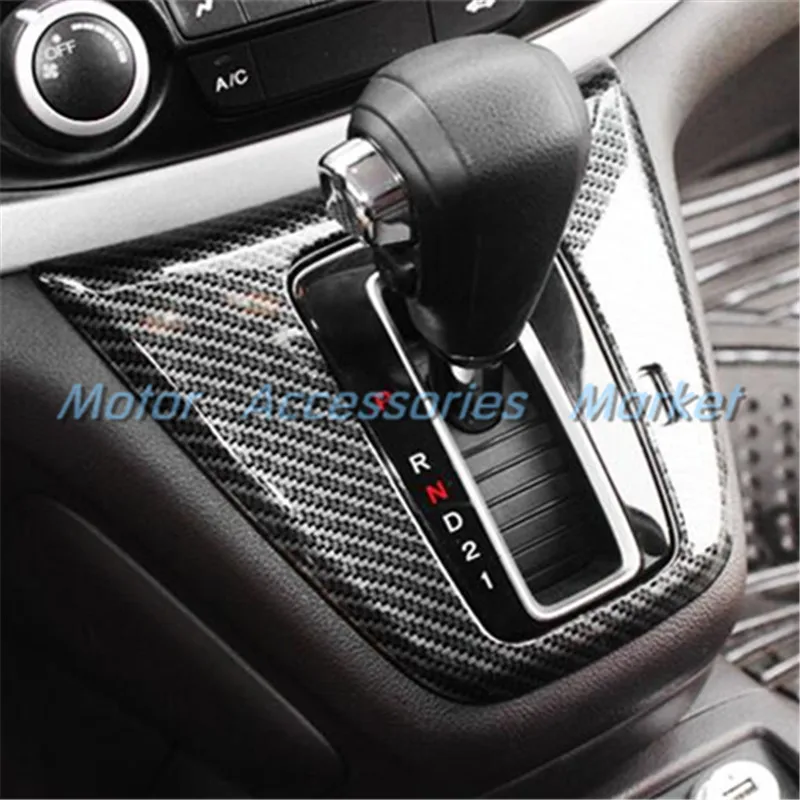 

New Carbon Fiber Look Stainless Steel Chrome Gear Knob Cover Frame For Honda CR-V CRV 2012 2013 2014 2015 2016 LHD