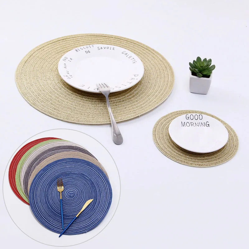 

Nordic Linen Round Table Mat Anti Slip Drink Coasters Insulated Placemats Non Slip Cushion Mat Kitchen tool for Home Party Decor