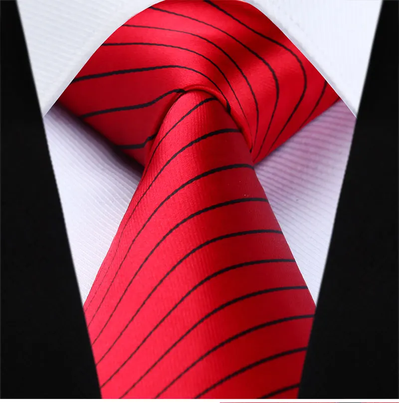 Вечерние свадебные классические платок галстук тканые Для мужчин галстук красные, черные полосатый галстук платок Набор # TS614R8S