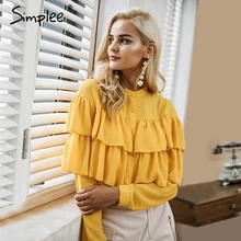 Simplee Elegant ruffles white font b blouse b font font b shirt b font font b