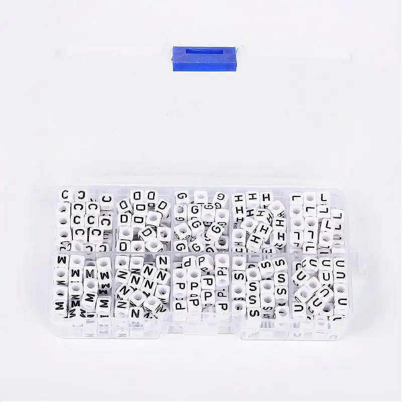 

Jewelry Beads 1 Box Alphabet Acrylic Beads,Pony Beads,Cube,Letter C/D/G/H/L/M/N/P/S/U,White,6x6x6mm,Hole:3mm;about 520pcs/box