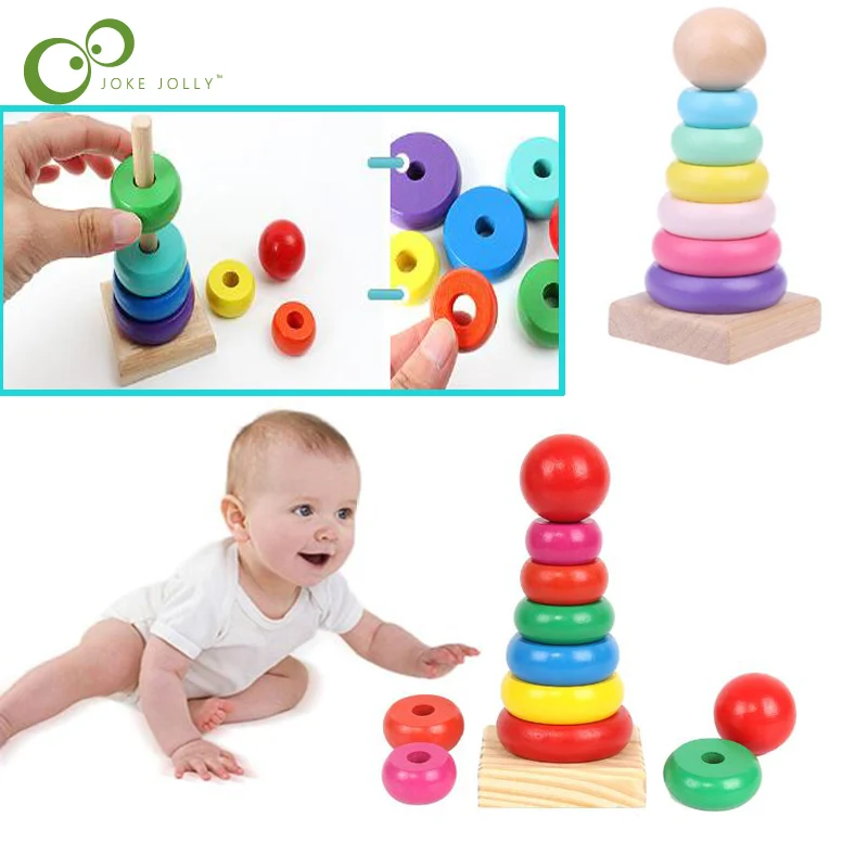 

1Pc Warm Color Rainbow Stacking Ring Tower Educational Baby Toy Building Block Folding Tower Funny Piles Cup Letter Toy Kid ZXH