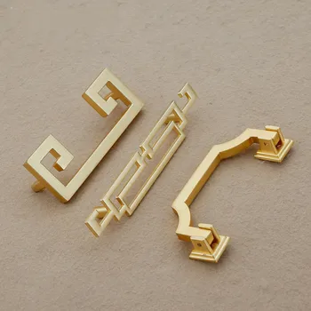 

Vintage Chinese style Sliding door handle Imitation brass knob drawer pull for interior doors Cabinet Furniture Hardware