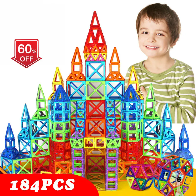

110-184pcs Mini Magnetic Designer Construction Set Plastic Constructor Magnetic Toy Educational Toys For Kids Christmas Gift