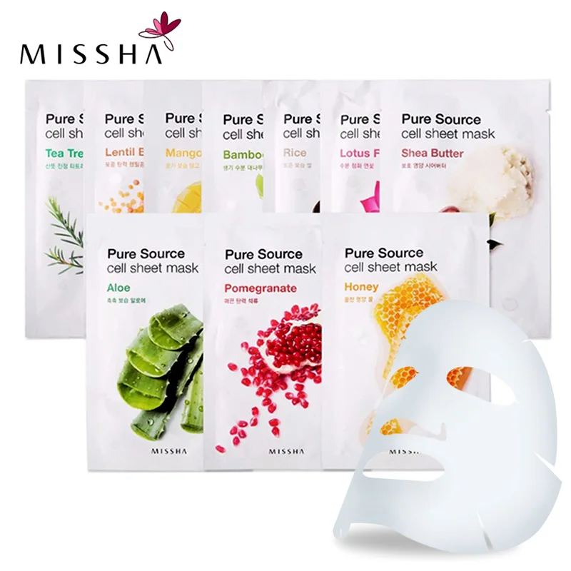 

MISSHA Korean 3pcs pure source cell sheet mask Anti Wrinkle Anti Aging Whitening Facial mask Skin Care