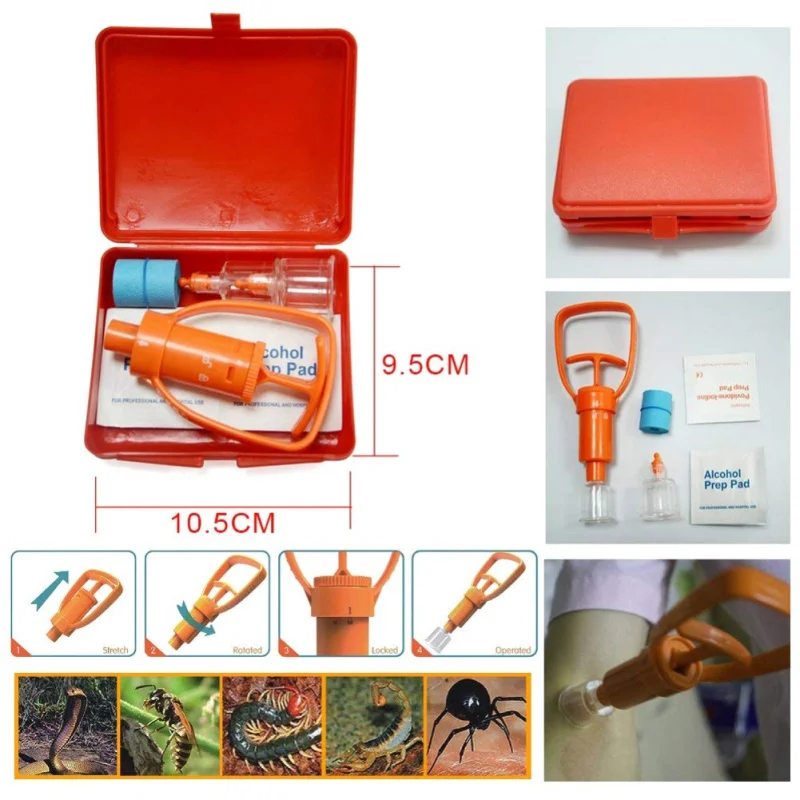 1 set Camping Survivor Venom Extractor Suction Pump Kit Safe Bite Sting First Aid Kit Safety Venom Protector Snake bees Bite 1 set Camping Survivor Venom Extractor Suction Pump Kit Safe Bite Sting First Aid Kit Safety Venom Protector Snake bees Bite