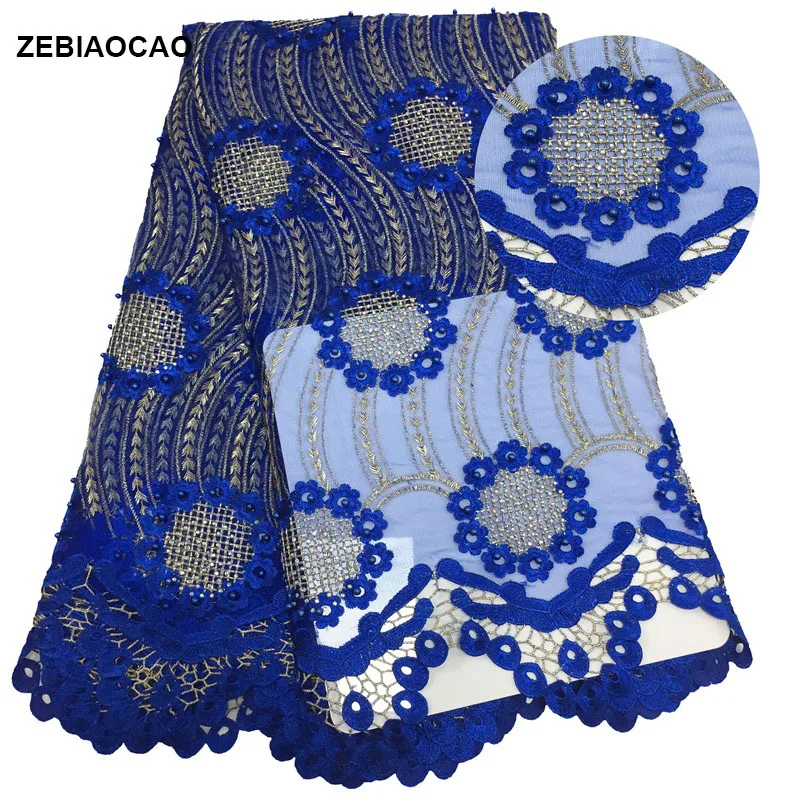 

ZEBIAOCAO 2019 latest african laces nigerian lace fabrics for wedding lace embroidered stones and beads royal blue lace fabric