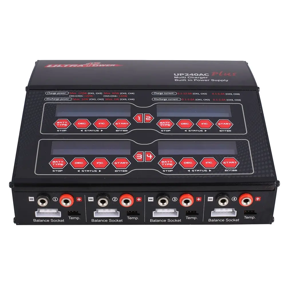

Ultra Power UP240AC Plus 240 W 4 Doors Lilo/LiPo/LiFe/ NiMH/NiCD/Pb Battery Multi Balance Charger/Discharger for RC Drone