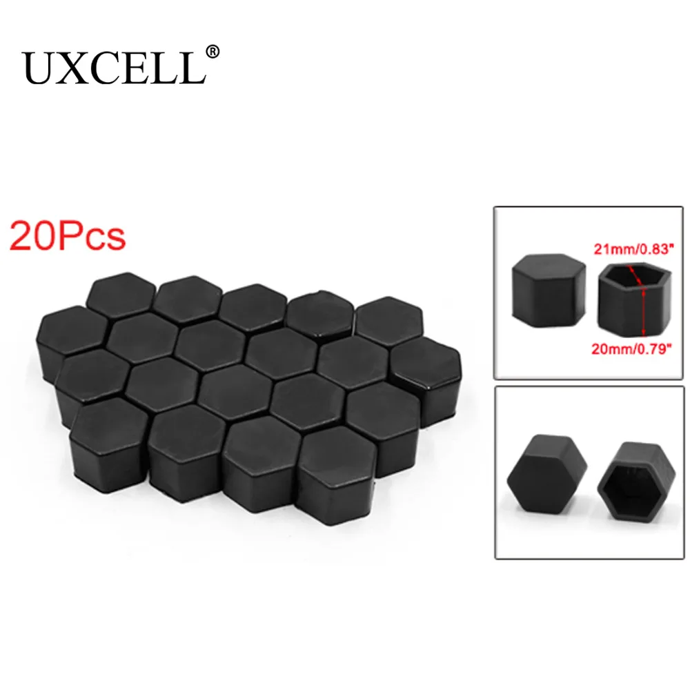 

UXCELL 20Pcs Black 21mm Car Vehicle Wheel Nut Lug Hub Covers Screw Dust Protect Caps