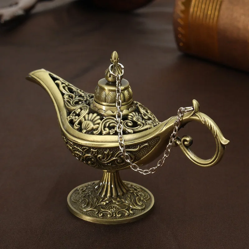 KiWarm Traditional Hollow Out Fairy Tale Aladdin Magic Lamp Tea Pot Genie Lamp Vintage Retro Toy For Home Decor Ornaments KiWarm Traditional Hollow Out Fairy Tale Aladdin Magic Lamp Tea Pot Genie Lamp Vintage Retro Toy For Home Decor Ornaments
